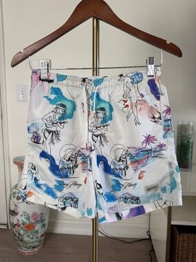 Bather "Going Places" Print Swim Trunks XS